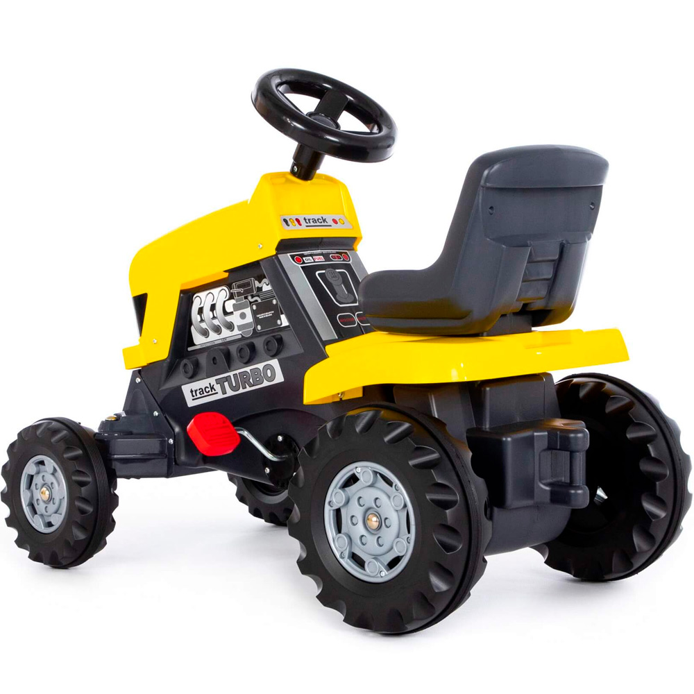 Каталка-трактор с педалями "Turbo" (жёлтая) с полуприцепом 89328 П-Е /1/