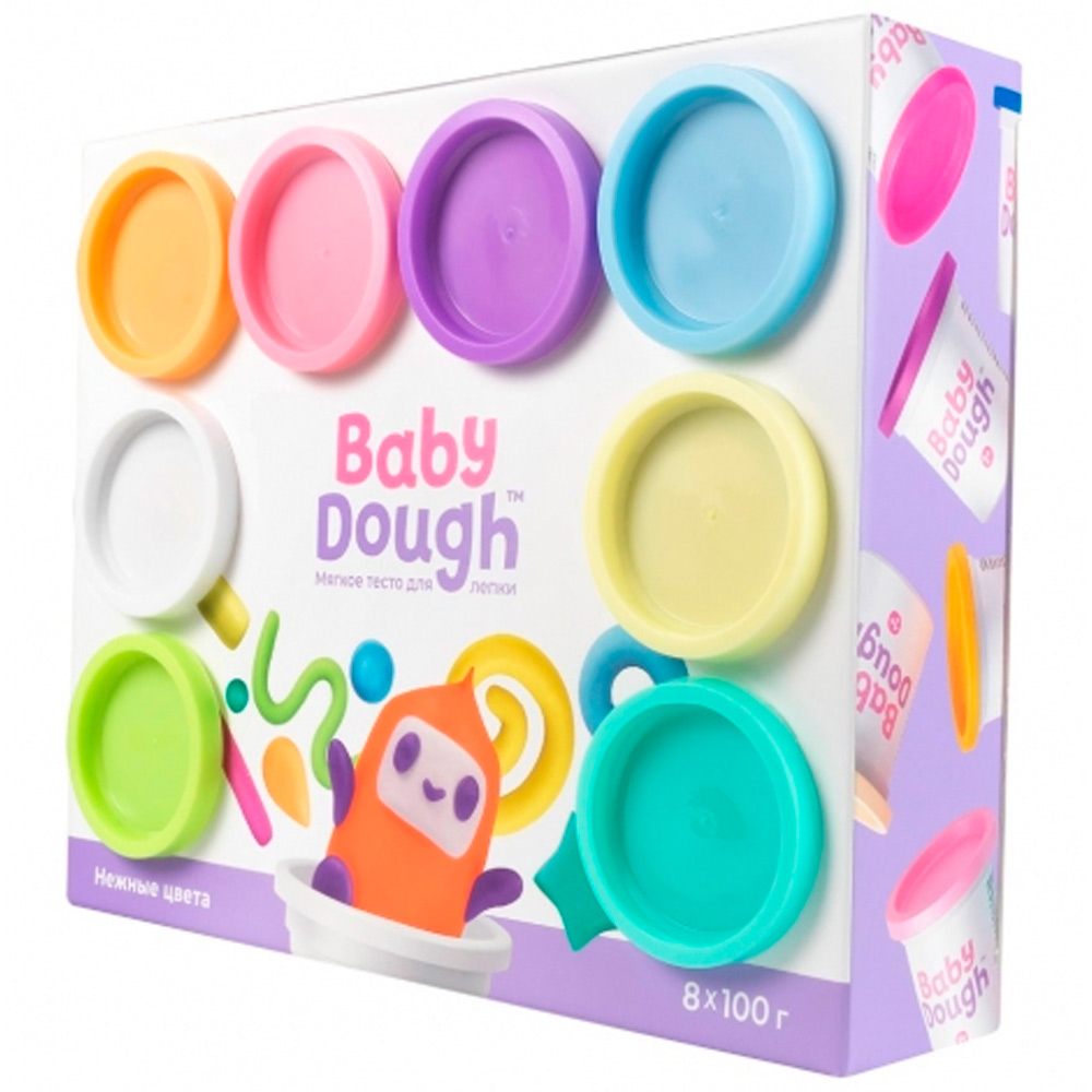 Набор для творчества Тесто для лепки BabyDough набор 8 цветов пастельные BD021