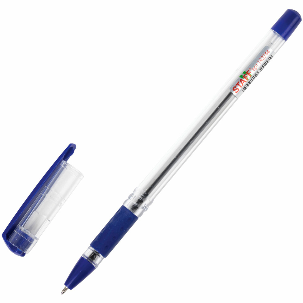 Ручка шариковая масляная с грипом STAFF Basic OBP-11 синяя STAFF ORANGE C-51 143744