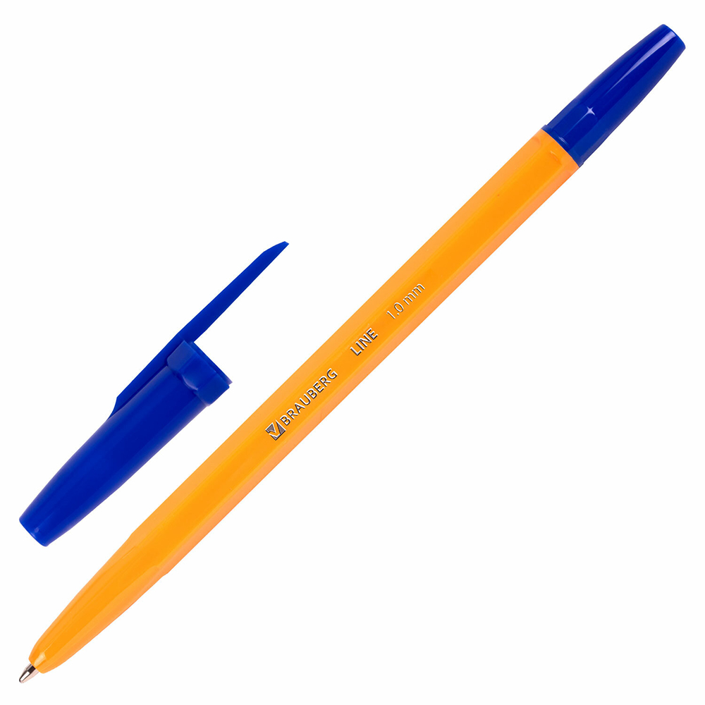 Ручка шариковая синяя 1мм,линия письма 0,5мм ORANGE Line 143331 BRAUBERG