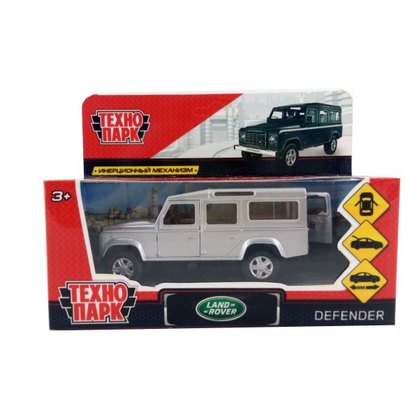 Модель DEFENDER-SL LAND ROVER DEFENDER серебристый Технопарк  в коробке