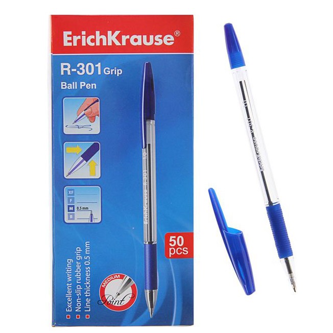 Ручка шарик синий R-301 CLASSIC 1.0 Stick&Grip 39527 /Erich Krause/
