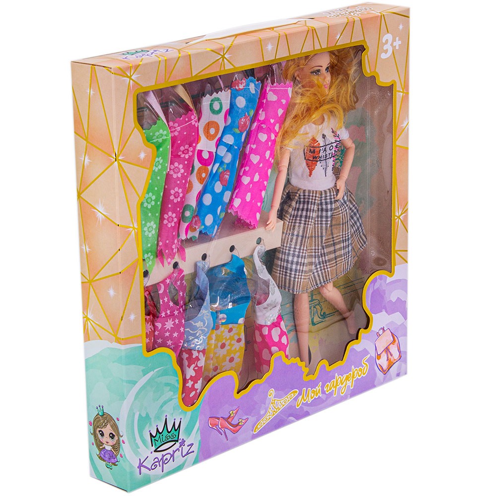 Кукла Miss Kapriz YSYY1104-1 Мой гардероб с набором платьев в кор.