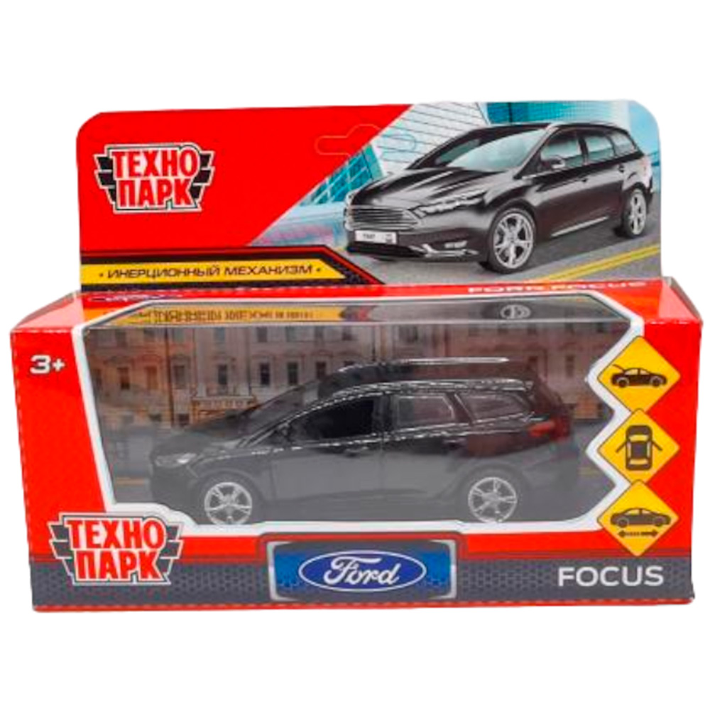 Модель FOCUSSW-12-BK FORD FOCUS TURNIER длина 12 см, двер, баг, инерц, черный Технопарк в коробке /72/