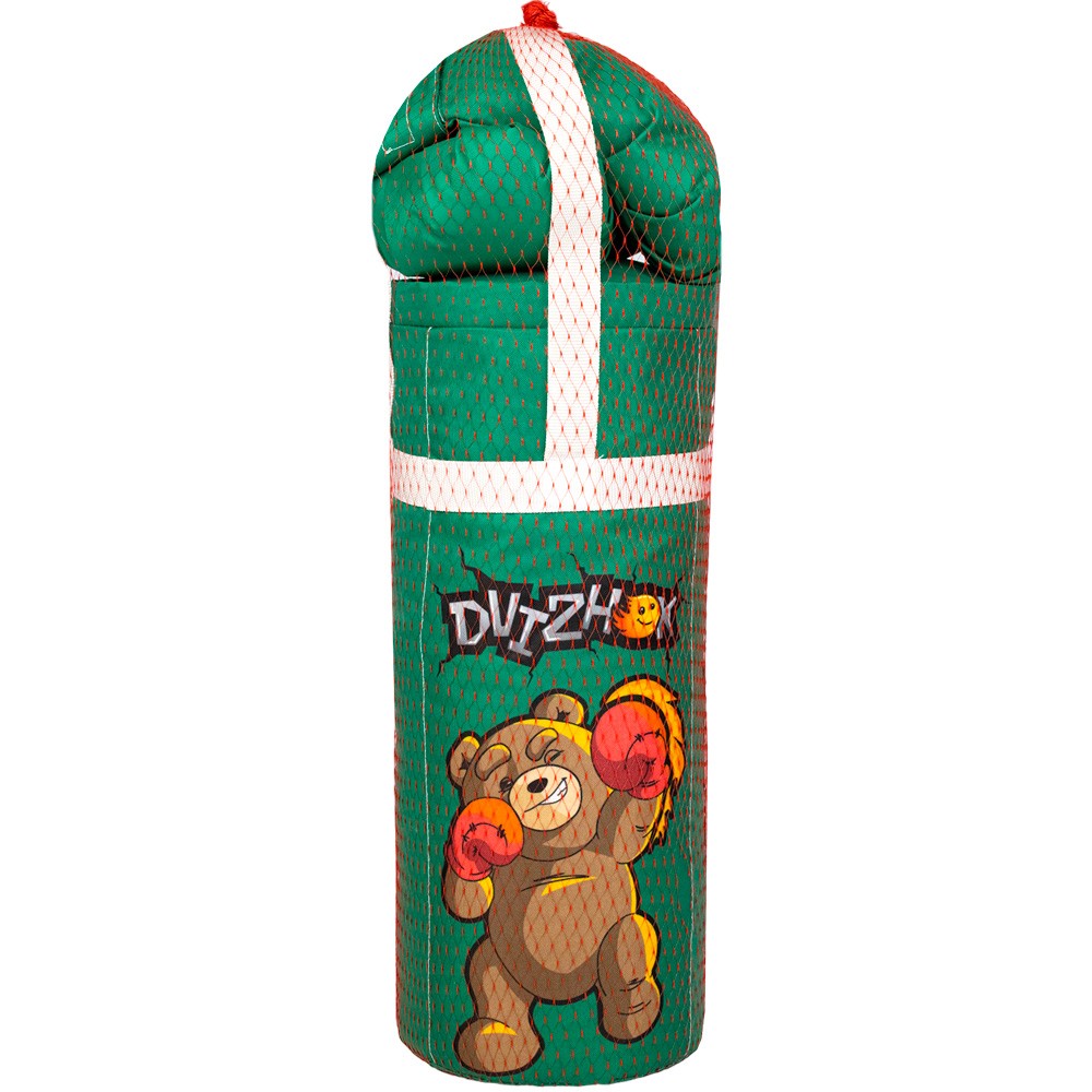 Боксерский набор Мишка 40 см зеленый,ткань Dvizhok.