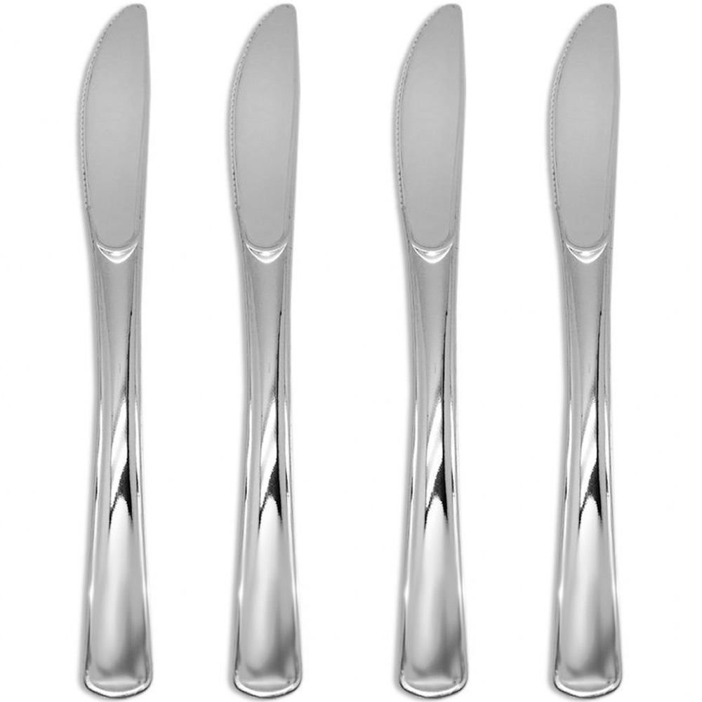 Ножи одноразовые пластик. "Зима" (серебро), 20 см, 4 шт. L0265-S
