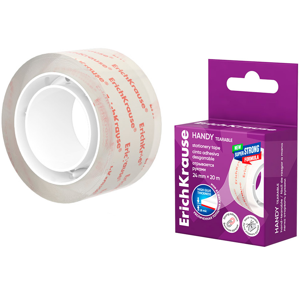 Клейкая лента Handy tearable, 58738 24ммх20м ErichKrause Клейкая лента Handy tearable, 58738 24ммх20м ErichKrause